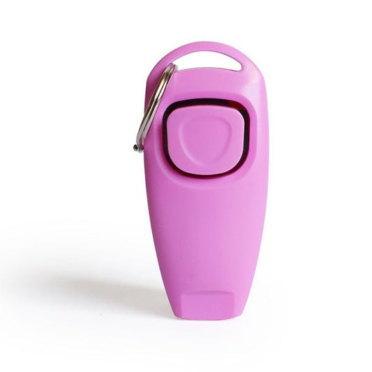 2 in 1 Pet Whiste Training Clicker with Wrist Strap, Suitable for Dog, Cat, Bird or Other Pets(Pink) - color: Pink