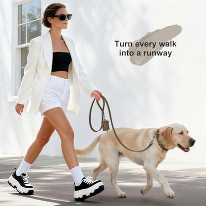 Didog Stylish Dog Poop Bag Holder for Leash, Easy-Pull and Colorful PU Leather Dog Poop Bag Dispenser with Metal Clip, Includes 1 Roll Pet Waste Bag for Daily Walking,Brown - color: Brown