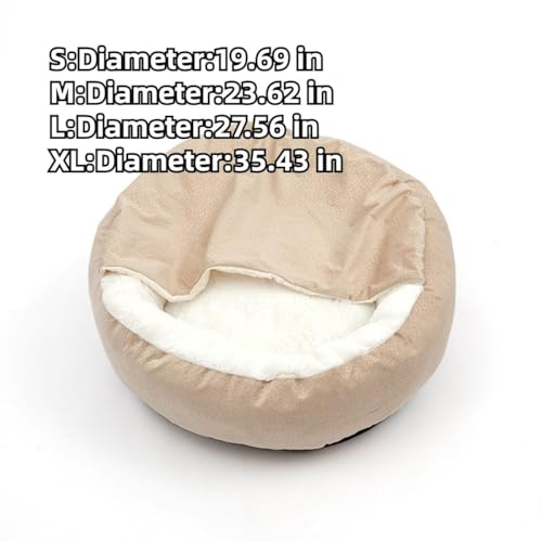 Small Dog Bed with Cover Cave - Covered Round Puppy Bed with Hooded Blanket, Machine Washable Burrow Pet Bed for Small Dogs and Cats, Cozy Cave Dog Bed with Anti-Slip Bottom (Grey,Medium) - color: Grey, size: Medium
