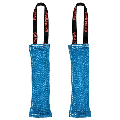 Redline K9 Bundle of 2 French Linen Dog Tug Toy 3 inch X 10 inch - 1 Handles (Blue) - color: Blue