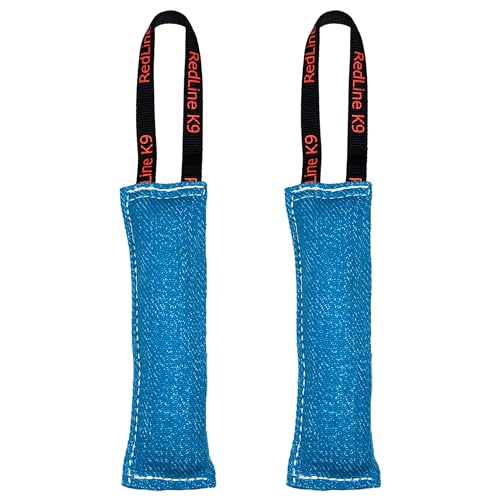 Redline K9 Bundle of 2 French Linen Dog Tug Toy 3 inch X 10 inch - 1 Handles (Blue) - color: Blue