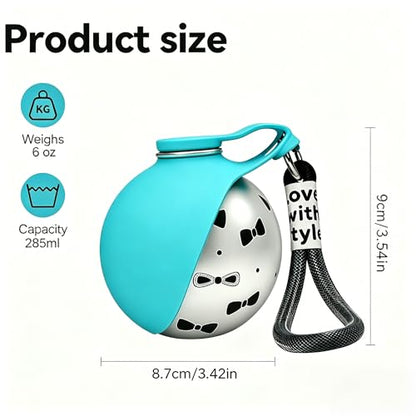 2-in-1 Portable Dog Water Bottle with Bowl, 10oz Stainless Steel Travel Pet Water Dispenser, No-Spill Leak-Proof Design with Silicone Bowl, Perfect for Walking, Hiking, and Travel (Blue B) - color: Blue B