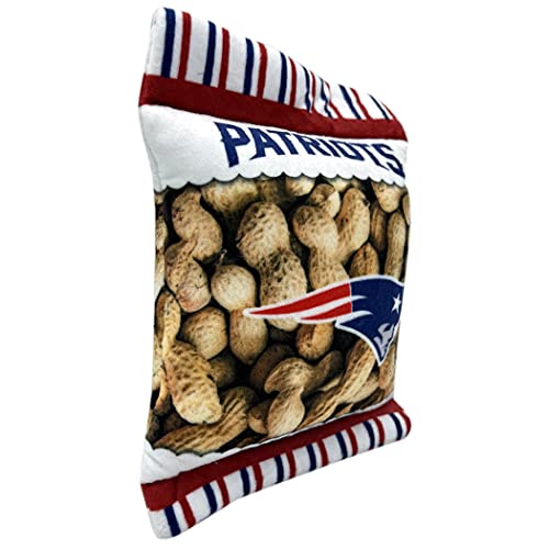 Pets First NFL New England Patriots Crinkle FINE Plush Dog & CAT Squeak Toy - Cutest Stadium Peanuts Snack Plush Toy for Dogs & Cats with Inner Squeaker & Beautiful Baseball Team Name/Logo Small - color: New England Patriots, style: STADIUM PEANUTS SNACK