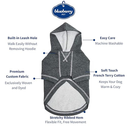 Blueberry Pet Essentials Dog Hoodie – 12 inch, Cotton‑Blend Sweatshirt with Hood, Charcoal Grey, Machine‑Washable Small‑Dog Jersey - color: Dog Hoodie - Charcoal Grey, size: 12 inch (Pack of 1)