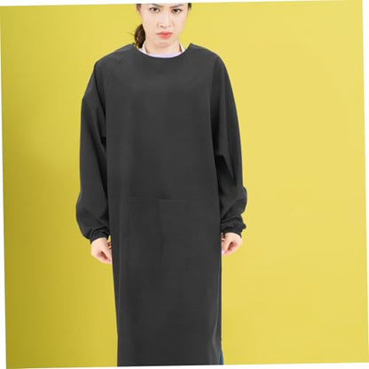 HOMSFOU Waterproof Apron with Long Sleeves Oilproof and Easy to Maintain Smock for Dishwashing Kitchen Work - color: Black