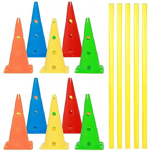 Agility Hurdle Cone 5pc Set, Detachable Slalom Training Agility Poles for Players Adult Children and Dog, Outdoor Sport Traning Equipment(40cm Square Base,1.5m(5ft)) - color: 40cm Square Base, size: 1.5m(5ft)