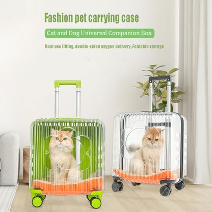 Transparent pet Suitcase, Transparent Rolling Travel Suitcase, Breathable Design for Cats and Dogs