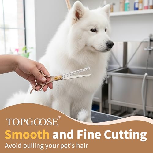 Thinning Shears for Dogs and Cats Pet Grooming Scissors Chunkers Shears 440C Stainless Steel Professional Dog Trimming Scissors 7.5'' (Rose Gold, Chunker) - color: Rose Gold