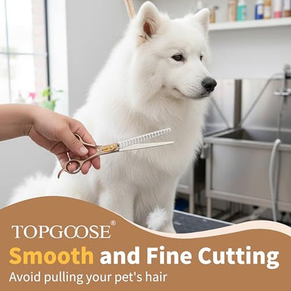 Thinning Shears for Dogs and Cats Pet Grooming Scissors Chunkers Shears 440C Stainless Steel Professional Dog Trimming Scissors 7.5'' (Rose Gold, Chunker) - color: Rose Gold