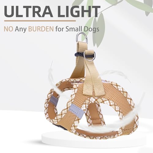 PUPTECK Dog Harness and Leash Set for Small Medium Dogs No Pull Step-in Soft Mesh Puppy Cat Vest Harnesses Reflective at Night, Beige XS - color: #1 Beige(Basic Mesh), size: XS(CHEST 13"-14.5", 3-9 lbs)