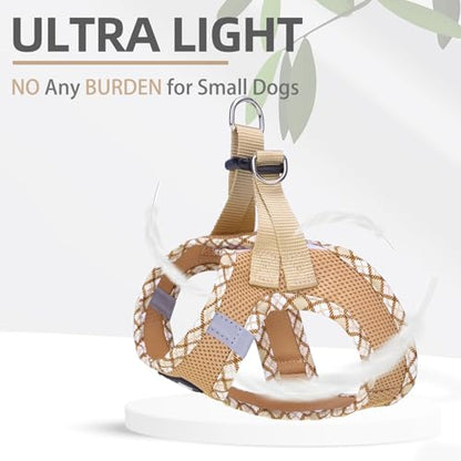 PUPTECK Dog Harness and Leash Set for Small Medium Dogs No Pull Step-in Soft Mesh Puppy Cat Vest Harnesses Reflective at Night, Beige L - color: #1 Beige(Basic Mesh), size: L(CHEST 18"-20", 16.5-22 lbs)