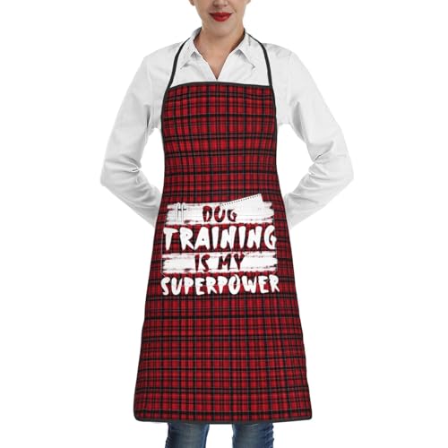 Dog Training is My Superpower Apron for cooking with Pockets Women Men Kitchen Chef Funny Aprons