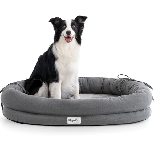 Orthopedic Dog Bed for Large Dogs, Pet Sofa Bed with Egg Crate Foam, 4-Sided Bolster, Removable Washable Cover & Anti-Slip Bottom, X-Large Dark Gray - color: Dark Gray, size: XL - (42.0"L x 31.0"W x 7"Th)