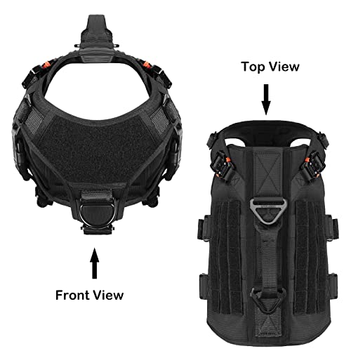 ICEFANG GN3 Tactical Dog Harness with 6X Buckle,Dog Molle Vest with Handle,3/4 Body Coverage,Hook and Loop Panel for ID Patch,No Pulling Front Clip (M (25"-31" Girth), Black) - color: Black, size: Medium (Pack of 1)