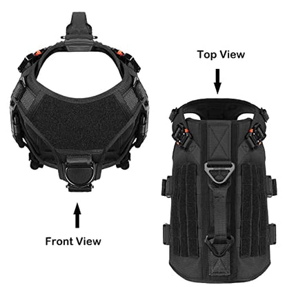 ICEFANG GN3 Tactical Dog Harness with 6X Buckle,Dog Molle Vest with Handle,3/4 Body Coverage,Hook and Loop Panel for ID Patch,No Pulling Front Clip (M (25"-31" Girth), Black) - color: Black, size: Medium (Pack of 1)