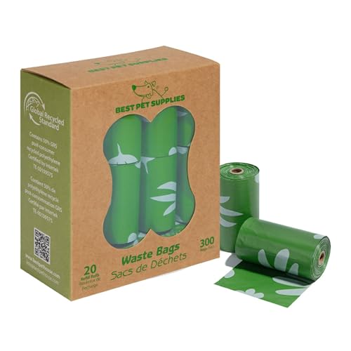 Best Pet Supplies Dog Poop Bags for Waste Refuse Cleanup, Doggy Roll Replacements for Outdoor Puppy Walking and Travel, Leak Proof and Tear Resistant, Thick Plastic - Green (Scented), 300 Bags - color: GRS Green, size: 300 Bags