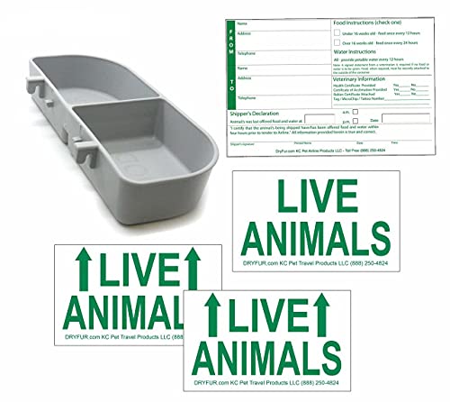 Kennel Travel Kit for Pets - Hook-On Dish & Live Animal Labels (Medium) - size: Medium (Pack of 1)