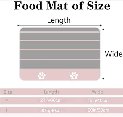 Personalized Dog & Cat Food Mat with Name Waterproof PU Pet Bowl Mat Non-Slip Rubber Bottom Easy Clean 3 Sizes (24"×16", 30"×20", 36"×24") (Striped) - color: Striped