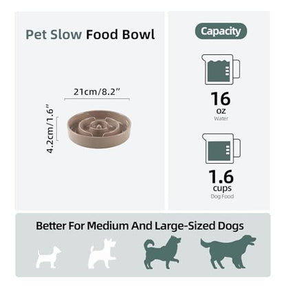 Havniva Ceramic Slow Feeder Dog Bowls, 1.6 Cups Dog Bowl Slow Feeding for Medium Breed, 8.2inch Puzzle Dog Food Bowl Slow Feeder Non-Slip Anti-Gulping and Anti-Choking Reduces Bloating - color: 1 x Brown Coffee-A, size: 8.2inch