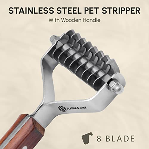 Flamia & Jabz Undercoat Rake for Dogs & Cats, Dematting Grooming Stripper Tool (8 Blades) - size: 8 Blades