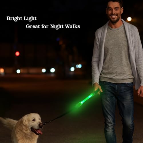 Heavy Duty Dog Leash and LED Light Set, LED Light with Nylon Stickers, Universal Glowing Accessories Easy to Attach Collar Leash and Harness, Safety LED Light Up Band for Dogs at Night Walking - color: YellowOrange+Tangerine light