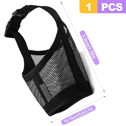 Small Dog Muzzle, Soft Mesh Mouth Cover for Biting, Chewing & Barking, Breathable Muzzle for Grooming, Allows Panting & Drinking - Bozal para Perros Pequeños(XS, Black)