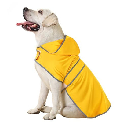 Dog Raincoat, Waterproof Dog Rain Jacket with Hood, Adjustable Rain Coat Poncho with Reflective Strips & Leash Hole for Large Medium Small Dogs Puppies, Lightweight Pet Clothes - color: Yellow, size: X-Large