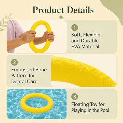 4 Pcs Dog Chew Rings Toy, 11.02 in Bite-Resistant EVA Dog Training Floating Toys for Aggressive Chewers, Lightweight Durable Pet Chewer for Tooth Cleaning Outdoor Pond Pool Fetching Exercise