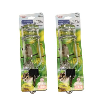 Lixit® Chew Proof Flat Sided Water Bottles for Rabbits, Ferrets, Rats, Birds, Hamsters, Guinea Pigs, Chinchillas Gerbils and Other Small Animals - Made in USA (Clear, 6 Ounce Pack of 2) - color: Clear (Pack of 2), size: 6 Ounce