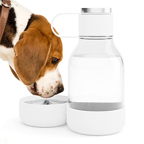 Asobu Buddy Bottle a Stainless Steel Insulated Water Bottle for with Removable Dog Water Bowl and Dog Food and Treat Storage Bowl (White, Tritan 50 oz Water Bottle with Bowl) - color: Jumbo mug for dog White, size: 50 oz