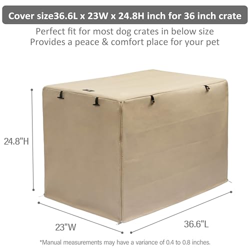 X-ZONE PET Double Door Dog Crate Cover - Polyester Pet Kennel Cover Fits 36 inches Wire Crate, Tan - color: Tan, size: 36.6"L x 23.0"W x 24.8"H
