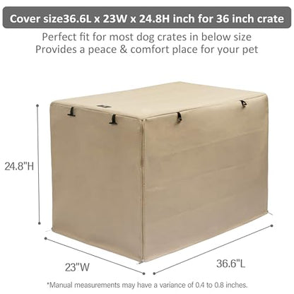 X-ZONE PET Double Door Dog Crate Cover - Polyester Pet Kennel Cover Fits 36 inches Wire Crate, Tan - color: Tan, size: 36.6"L x 23.0"W x 24.8"H