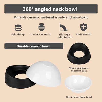 French Bulldog Food Bowl- Slanted Tilted Pug Food Water Bowl,Cat Bowl- Feeder for Frenchie/Shih Tzu/Flat Faced Small Dogs/Puppies/Cats (White（Ceramic）, 2 Cup) - color: White Bowl（Ceramic）, size: 2 Cup