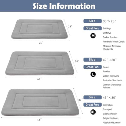 Dog Bed Soft Dog Crate Bed Pad Mat, 48 in Non Slip Bottom Washable Beds for Extra Large Dogs, Pet Bed Mattress Kennel Pad, Clay Gray - color: Clay Gray, size: 48.0"L x 30.0"W x 1.2"Th