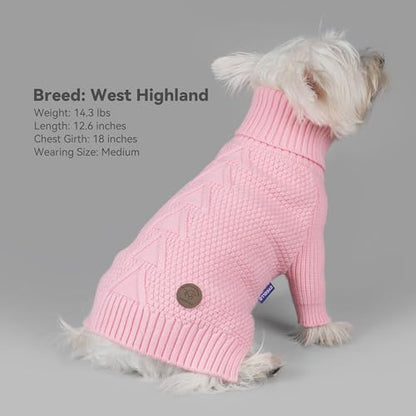 cyeollo Small Dog Sweater with Long Sleeves, Warm Turtleneck Knitwear Dog Clothes Girl Puppy Sweaters for Small Dogs Cats Apparel, Pink, S - color: Pink, size: Small