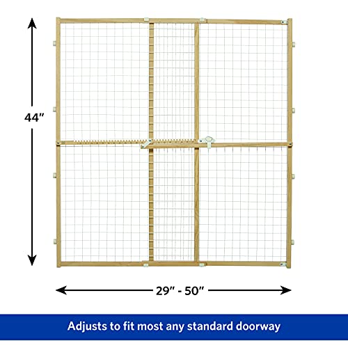MidWest Homes for Pets Wire Mesh Pet Safety Gate, Dog Gate Expands From 29 - 50 Inches Wide, 44 Inches Tall, Wood, Powder Coated Wire - size: Large