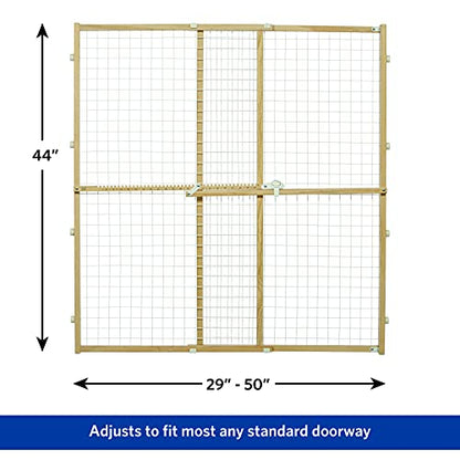MidWest Homes for Pets Wire Mesh Pet Safety Gate, Dog Gate Expands From 29 - 50 Inches Wide, 44 Inches Tall, Wood, Powder Coated Wire - size: Large
