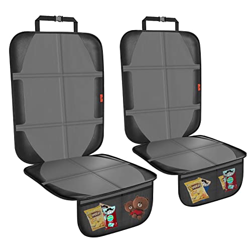 XHYANG Car Seat Protector,2 Pack Automotive Seat Protectors Baby Carseat Pad Waterproof & Durable 600D Fabric for Child Baby Car Seat Mat Vehicle Pet Cover 2 Storage Pockets (2 Pack Gray) - color: 2 Pack Gray
