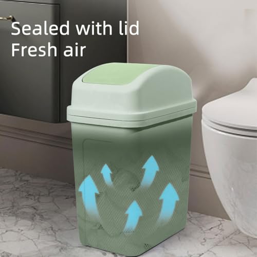 Bathroom Trash Can with Lid ,5.5 Gallons, Plastic Garbage Can with Lid, Waste Basket,trash Bin,garbage Bin ,dog Proof Trash Can for Office, Bathroom, Kitchen, Living Room, Bedroom, Outdoor, Dorm - color: Green