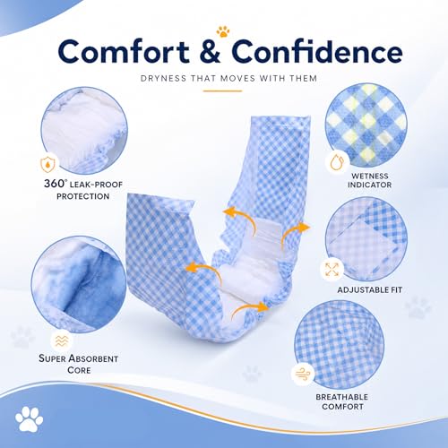 Male Dog Diaper Disposable Wraps for Waist 24–29.5 in,22 Count Leakproof, Super Absorbent, Adjustable Fit, Wetness Indicator, XL - size: Male 22ct Waist 24~29.5in(XL)
