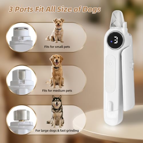 2-in-1 Cat Nail Clippers & Dog Nail Clippers with Light, Rechargeable Pet Nail Trimmer for Dogs & Cats, Quiet Electric Nail File with Safety Guard, Nail Catcher & 3 Speeds for Small Medium Large Pets - color: white