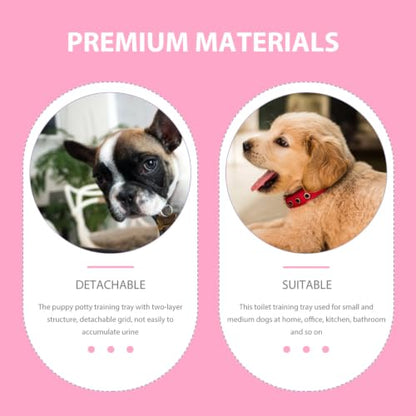 Kisangel Plastic Dog Toilet Potty Tray with Detachable Anti-Slip Mesh, Indoor Puppy Pee Station for Small & Medium Dogs, Pet Toilet for Home Office Kitchen & Bathroom - color: Pink