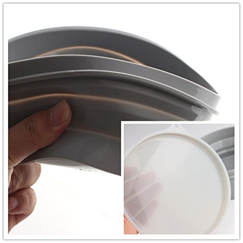 IYYI ME.FAM Silicone Collapsible Bowl with Lid - 800ML Folding Travel Bowl for Camping, Hiking - Heat Resistant - color: Gray