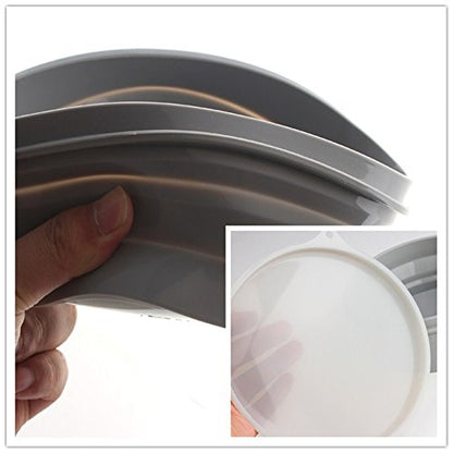 IYYI ME.FAM Silicone Collapsible Bowl with Lid - 800ML Folding Travel Bowl for Camping, Hiking - Heat Resistant - color: Gray