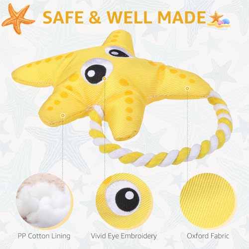 SCENEREAL Dog Toy for Small Medium Dogs- Floating Dog Toys Squeaky Toys for Water Pool Fetch, Halloween Starfish Shape Interactive Pet Chew Toy Outdoor Interactive Play