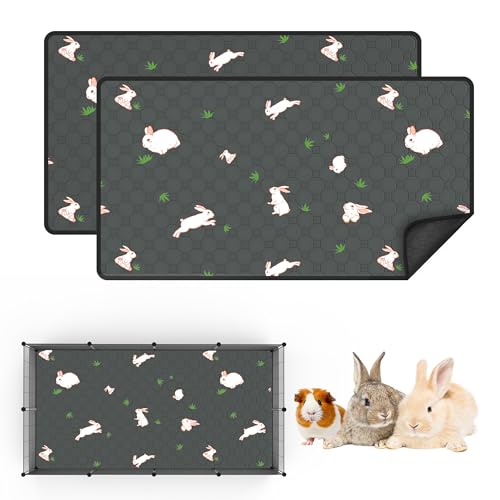 Guinea Pig Cage Liner, Reusable Guinea Pig Bedding Washable Absorbent Pee Pads for Dogs Kitten Rabbit Chinchilla Hamster, Leakproof & Anti Slip (4, C&C 2*4, 24"x47") - color: Gray, size: 24" x 47", 4pcs