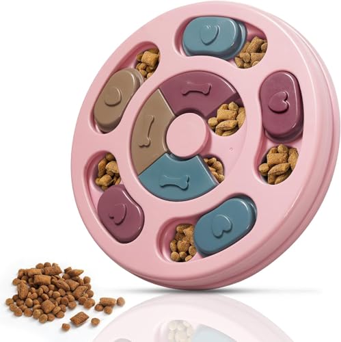 Dog Puzzle Toy, Interactive Feeder for Mental Stimulation - Slow Feeding Dispenser with Sliding Parts, IQ Training Enrichment Game for Small Medium Large Puppies Dogs Cats red