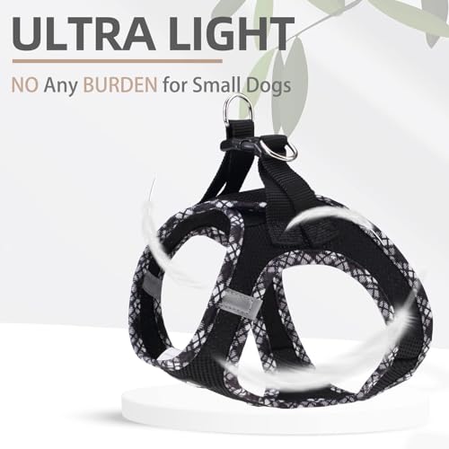 PUPTECK Dog Harness and Leash Set for Small Medium Dogs No Pull Step-in Soft Mesh Puppy Cat Vest Harnesses Reflective at Night, Black S - color: #1 Black(Basic Mesh), size: S(CHEST 14.5"-16", 6.6-14 lbs)