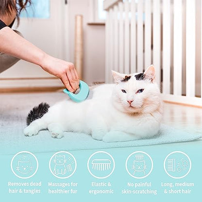 Leo's Paw The Original Pet Hair Removal Massaging Shell Comb Soft Deshedding Brush Grooming and Shedding Matted Fur Remover Dematting tool for Long and Short Hair Cat Dog Puppy Bunny (Mint) - color: Mint