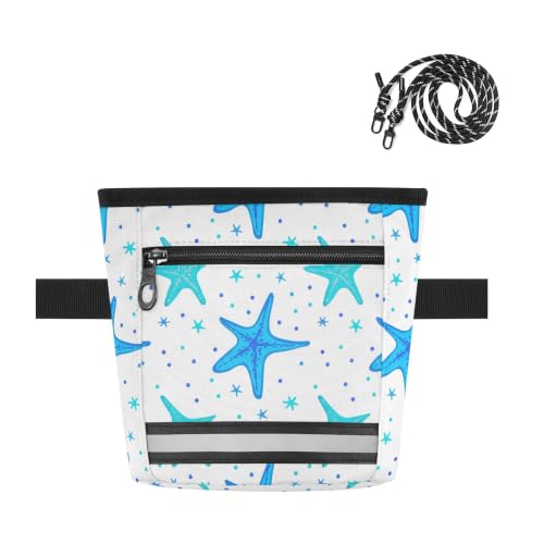 Starfish Water-Resistant Dog Treat Pouch, 3 Ways to Wear Treat Bag with Magnetic Closure & Reflective Strip, Hands-Free for Pet Training, Walking